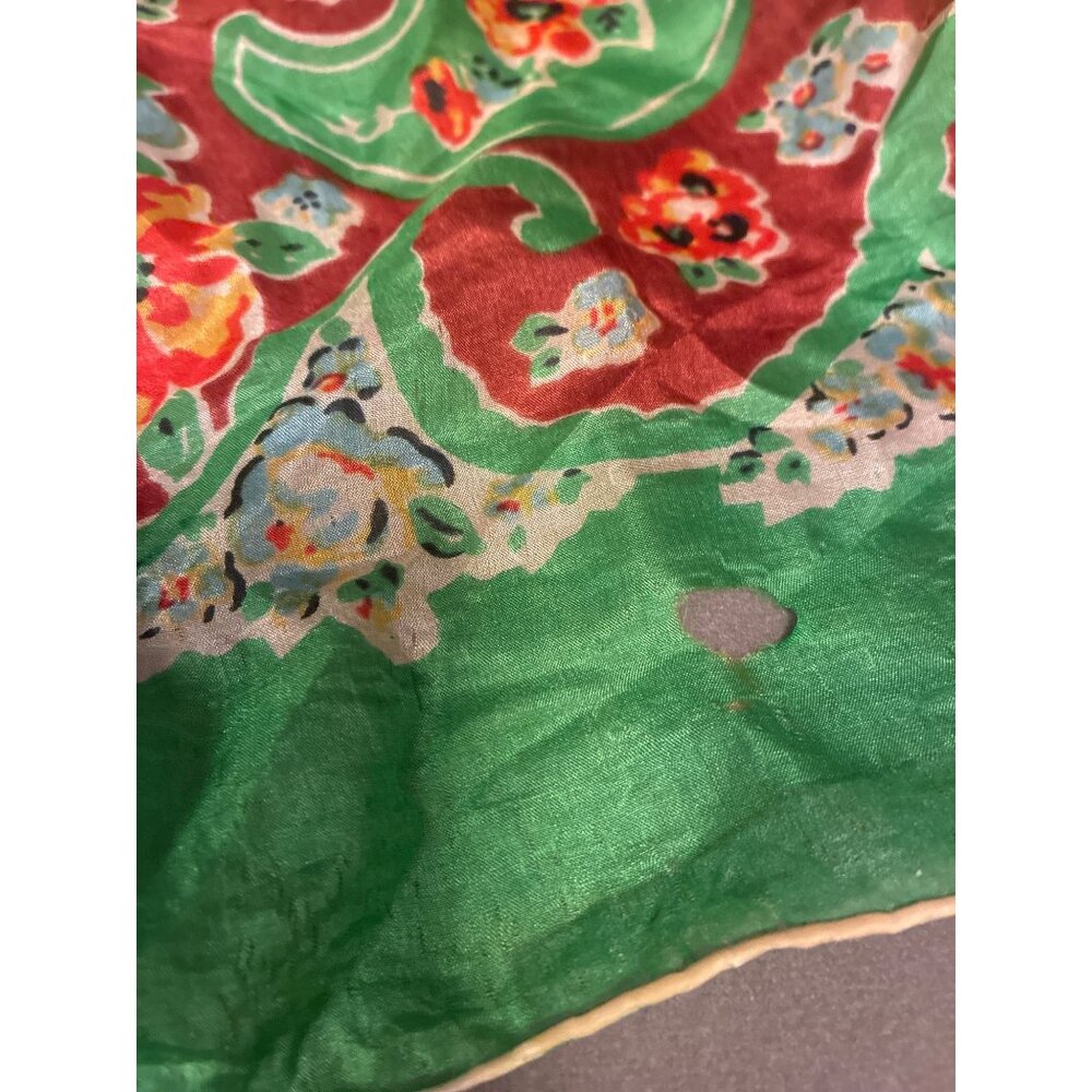 VTG silk scarf Asian Art Museum San Francisco floral pattern READ - Picture 11 of 11